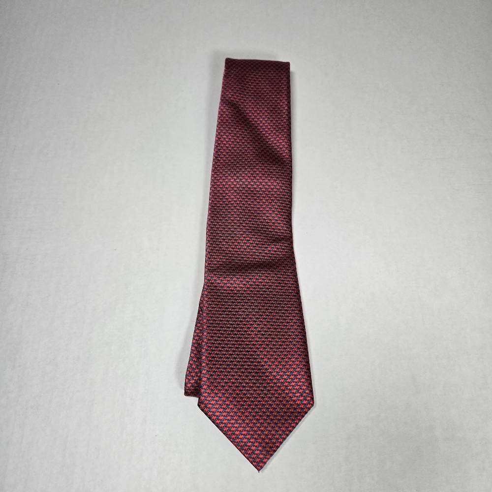 Jaeger Mens Neck Tie 100% Silk Multicolour Classic Made In Italy Red & Blue